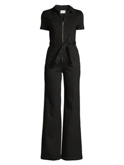 Alice And Olivia Gorgeous Short-sleeve Flare Zip Jumpsuit In Night Fever