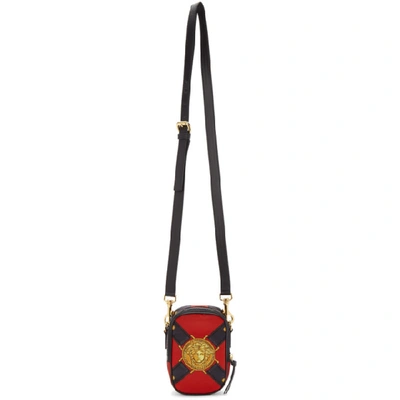 Versace Multicoloured Harness Print Shoulder Bag In Black