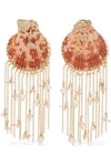MERCEDES SALAZAR GOLD-TONE, RESIN AND FAUX PEARL CLIP EARRINGS
