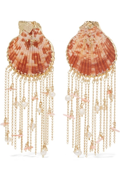 Mercedes Salazar Gold-tone, Resin And Faux Pearl Clip Earrings In Pink