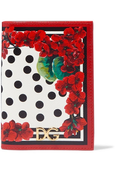 Dolce & Gabbana Printed Textured-leather Passport Cover In Geranio