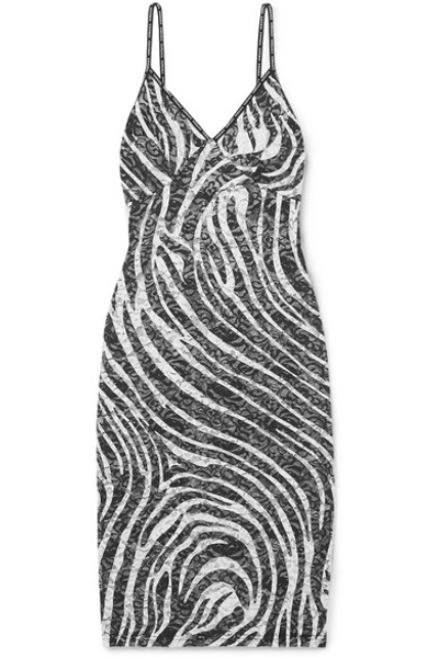 Versace Zebra-print Lace Dress In Zebra Print