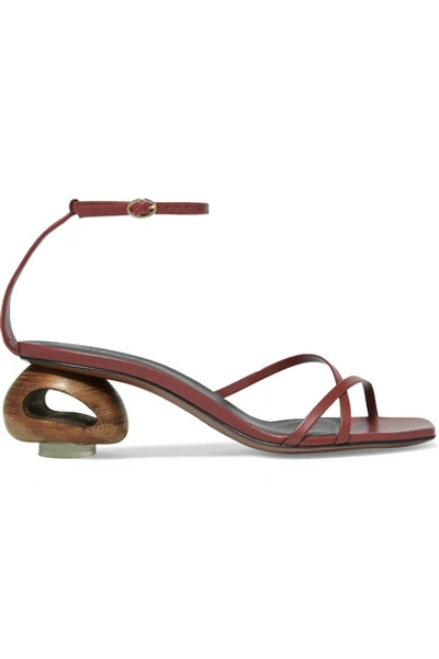 Neous 'phippium' Cutout Sculptural Heel Leather Sandals In Tan