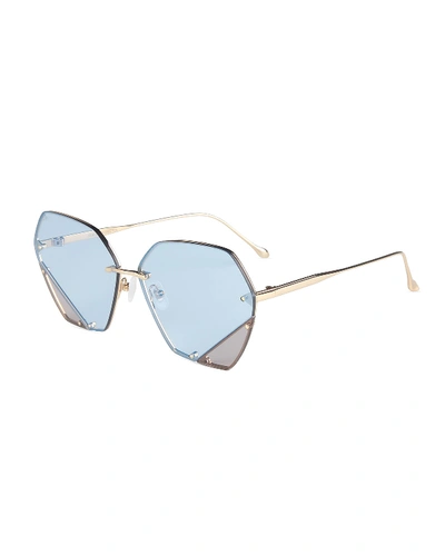 For Art's Sake Rimless Two-tone Square Sunglasses In Blue