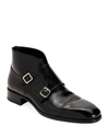 TOM FORD MEN'S DOUBLE-MONK STRAP LEATHER ANKLE BOOTS,PROD149850131