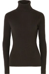 ALLUDE RIBBED CASHMERE TURTLENECK SWEATER