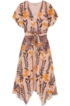 TEMPERLEY LONDON BELLFLOWER SEQUIN-EMBELLISHED FLORAL-PRINT CHIFFON MIDI DRESS