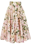 DOLCE & GABBANA FLORAL-PRINT SILK-SATIN MIDI SKIRT