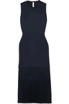 DION LEE PLEATED BONDED STRETCH-CREPE MIDI DRESS