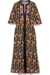 TEMPERLEY LONDON ROSY EMBROIDERED FLORAL-PRINT CREPE DE CHINE MIDI DRESS