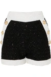 BALMAIN Embellished tweed shorts