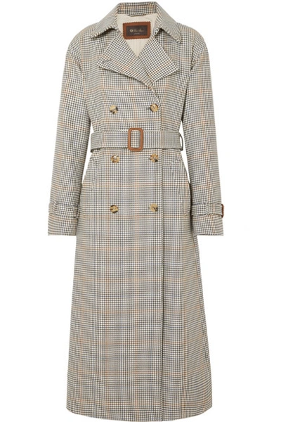 Loro Piana Houndstooth Wool Trench Coat In Neutral