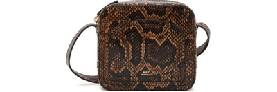 Apc Louisette Python-print Leather Cross-body Bag In Marron Fonce