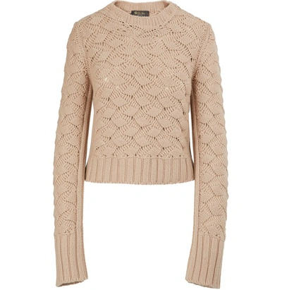 Loro Piana Aveyron Cashmere Long Sleeve Cropped Sweater In Rose Thorn