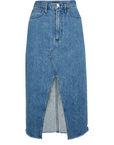 3x1 Elizabella Cotton Denim Midi Skirt In Blue