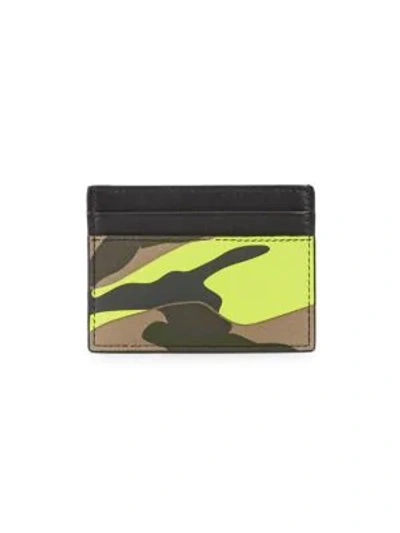 Valentino Garavani Camouflage Credit Card Case In Lime Army