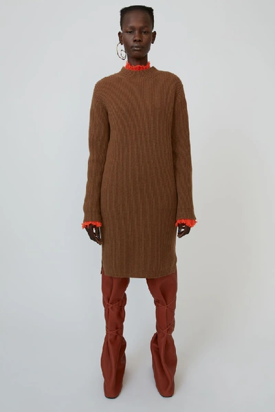 Acne Studios Rib-knit Dress Toffee Brown