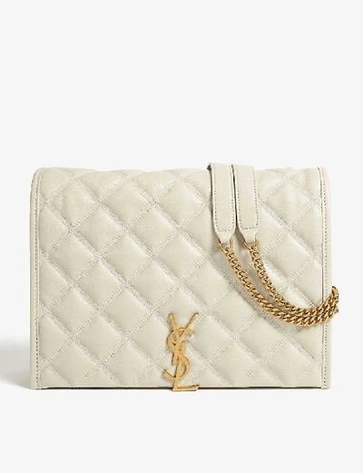 Saint Laurent Becky Quilted Leather Small Shoulder Bag In White