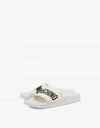 Moschino Embossed Logo Pool Slides In White