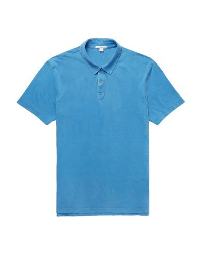 James Perse Polo Shirt In Azure