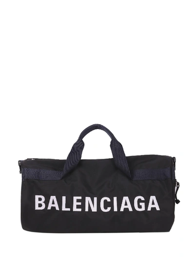 Balenciaga Black Wheel Gym Bag In Nero/navy