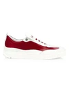 Ferragamo Aaron Gancini Two-tone Leather Sneakers In Red White