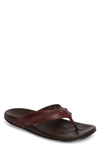 Olukai Mea Ola Flip Flop In Terra/ Dark Wood Leather