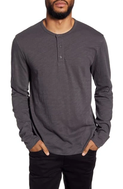 Vince Regular Fit Long Sleeve Henley Shirt In Slate