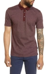 Hugo Boss Plummer 05 Slim Fit Bird's Eye Polo In Red