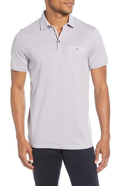 Ted Baker Levels Slim Fit Pocket Bird's Eye Polo In Medium Purple