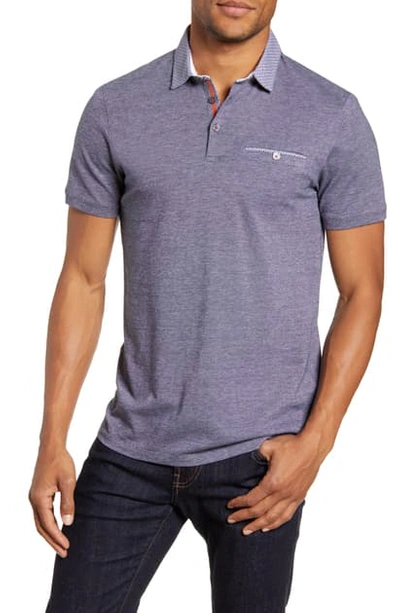 Ted Baker Levels Slim Fit Pocket Bird's Eye Polo In Navy