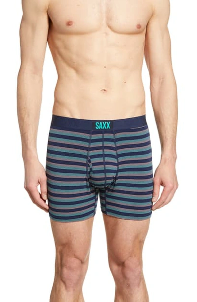 Saxx Ultra Boxer Briefs In Navy/ Mango Cane Stripe