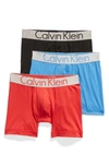 Calvin Klein Steel Micro 3-pack Boxer Briefs In Black/ Regatta/ Lollipop