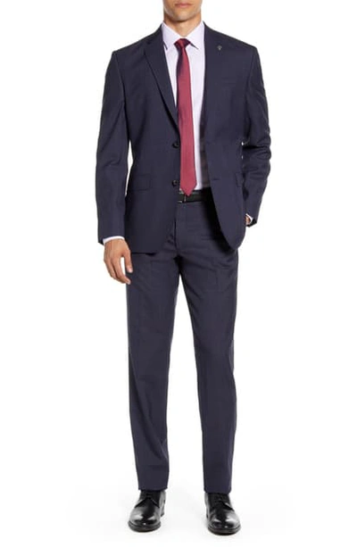 Ted Baker Jay Trim Fit Plaid Wool Suit In Blue