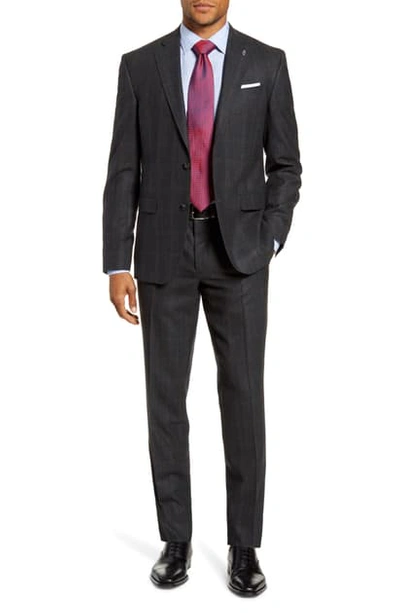 Ted Baker Roger Slim Fit Plaid Wool & Cashmere Suit In Grey