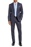 TED BAKER JAY TRIM FIT PLAID STRETCH WOOL SUIT,TB35258 358