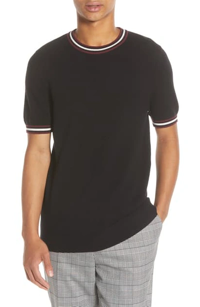 Topman Tipped Pique T-shirt In Black Multi