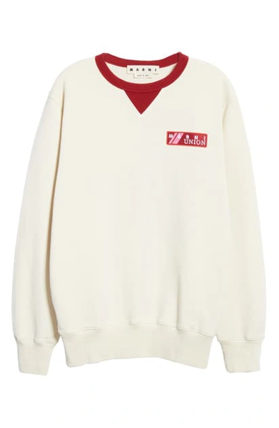 Marni Logo Sweatshirt In Off White / Burgundy