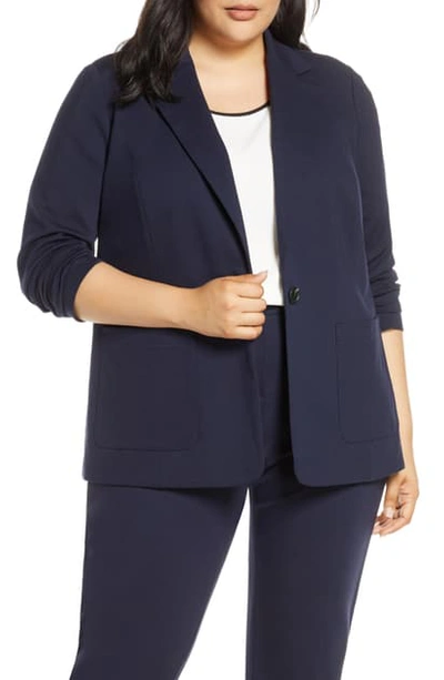 Vince Camuto Ruched Sleeve Ponte Blazer In Classic Navy