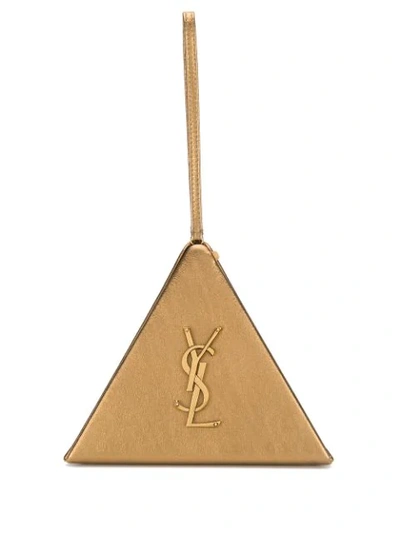 Saint Laurent Ysl Pyramid Metallic Hand Bag Gold