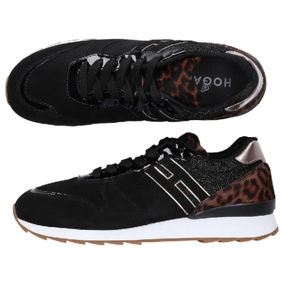 Hogan Animal Print Sneakers In Black