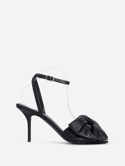 Balenciaga 80mm Knife Leather Sandals W/ Bow In Black