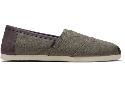 Toms Green Washed Canvas Mens Classics Ft. Ortholite Slip-on Shoes In Gray