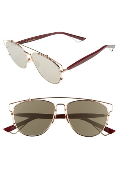 Dior Technologic 57mm Brow Bar Sunglasses - Gold Copper/ Red/ Grey