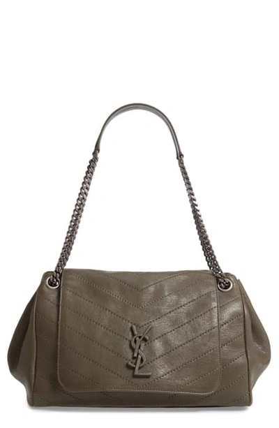 Saint Laurent Medium Nolita Leather Shoulder Bag In Olive