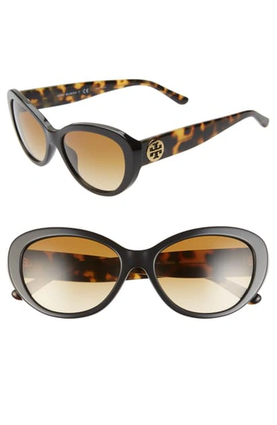 Tory Burch 56mm Gradient Cat Eye Sunglasses - Black/ Yellow Gradient