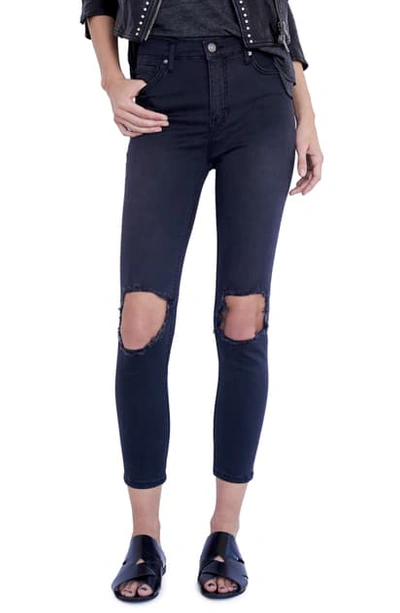 FREE PEOPLE HIGH RISE BUSTED KNEE SKINNY JEANS OB583769