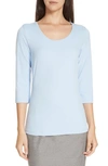 Hugo Boss Scoop Neck Stretch Jersey Top In French Blue