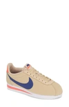 Nike Classic Cortez Sneaker In Desert Ore/ Deep Royal Blue