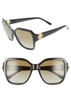 Tory Burch Reva 56mm Square Sunglasses - Black/ Brown Gradient